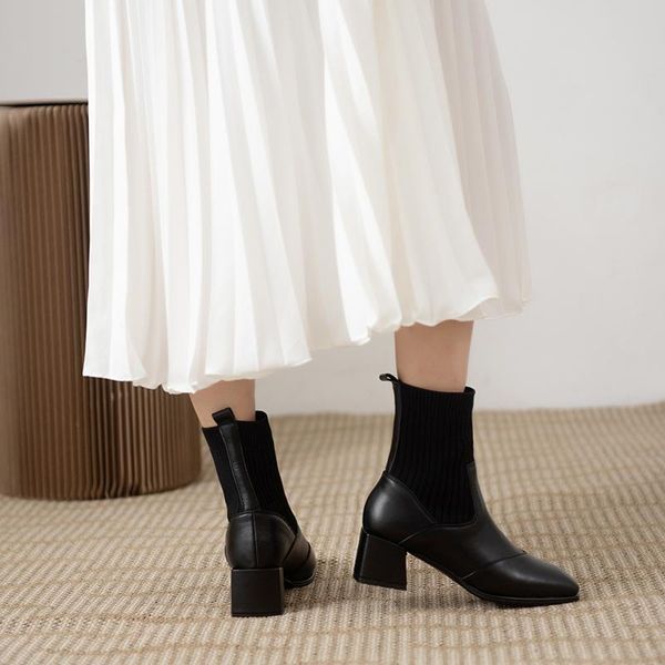 

boots 2021 autumn and winter korean short naked women's, Black