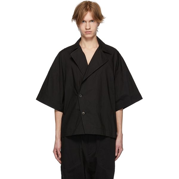 

6xl big yards men's clothing 2019 casual men's shirt short sleeve loose silhouette lapel summer wear, White;black