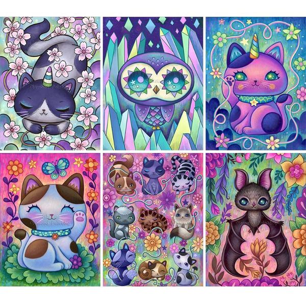 

diamond painting 5d diy animal cat fantasy cartoon full square round handmade mosaic set embroidery cross stitch home decor gift
