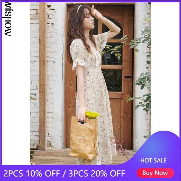 

summer fashion women's dress vintage printed vneck high waist calf-length mxa21l0042 party dresses, White;black