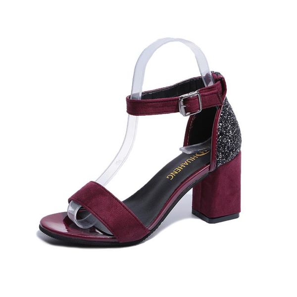 

2021 summer new women's sandals fashion trend ladies thick high-heeled fish mouth sandals casual buckle women, Black