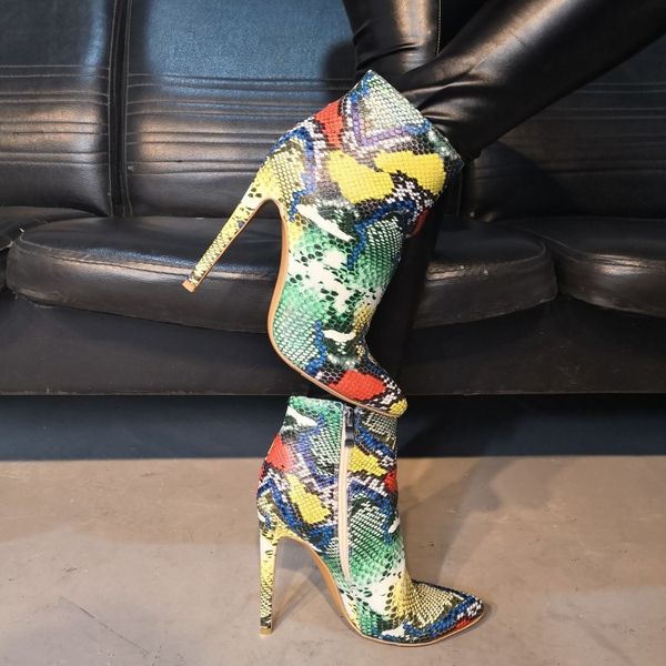 

boots olomm' fashionable feminine ankle stiletto high heels boots pointed to beautiful green toe casual female shoes plus me size 5-15, Black
