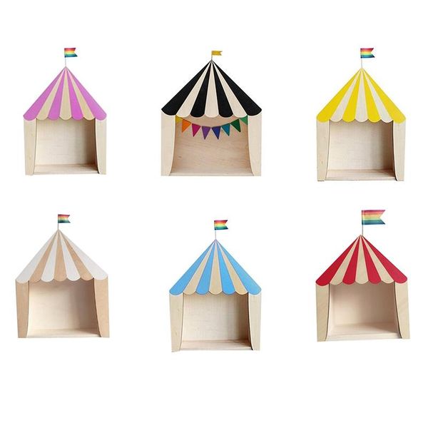 

hooks & rails ins circus wood house storage shelves handmade kids bookends wooden ornaments children room decoration organization wall shelf