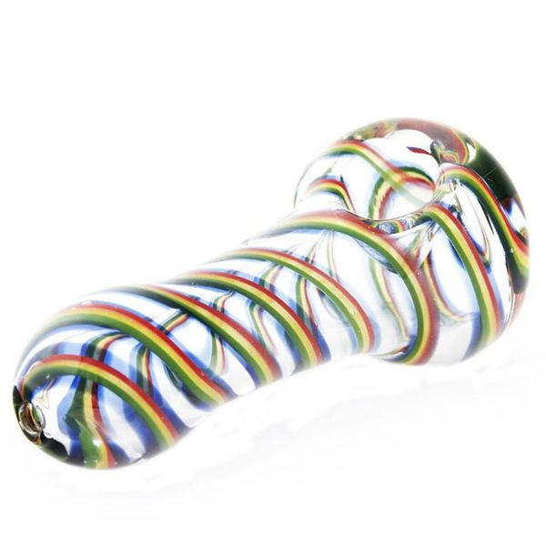 Tubos transparentes de arco -íris giram pirex de vidro grosso de pirex fumando de erva seca de tabaco plataformas de petróleo Bong Tube Mão portátil DHL