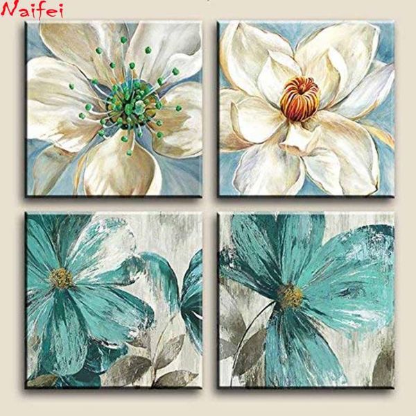 

diamond painting 4pcs/set blue and white flowers cross stitch floral picture kits art embroidery