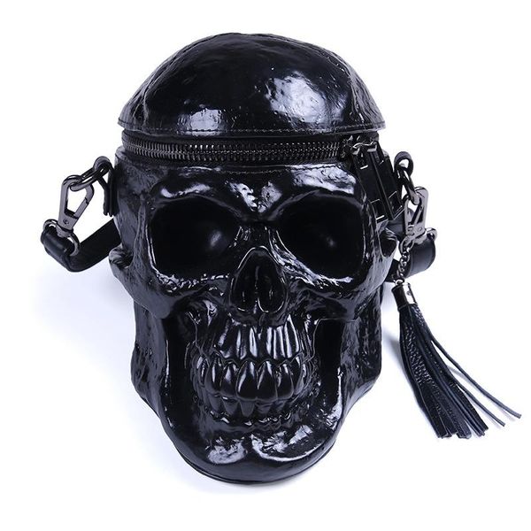 

school bags punk skull bag 3d black zipper purse portable shoulder gothic motorcycles for cool girl