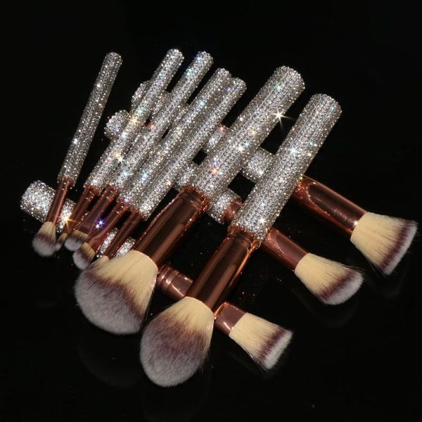 

wholesale quality holder custom rhinestone makeup brushes private label brush set bling oem vendors