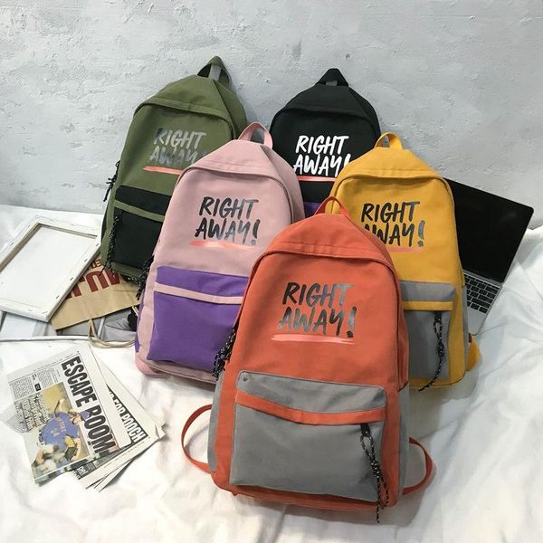 

backpack college style literature and art boys girls letter student schoolbag all-match color matching