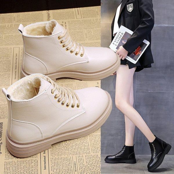 

boots whnb 2021 women fashion snow shoes short warm fur ankle for winter, Black