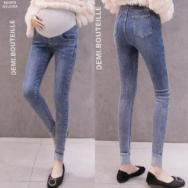 

maternity bottoms denim jeans pencil pants stretch skinny trousers for pregnant women leggings pregnancy casual, White