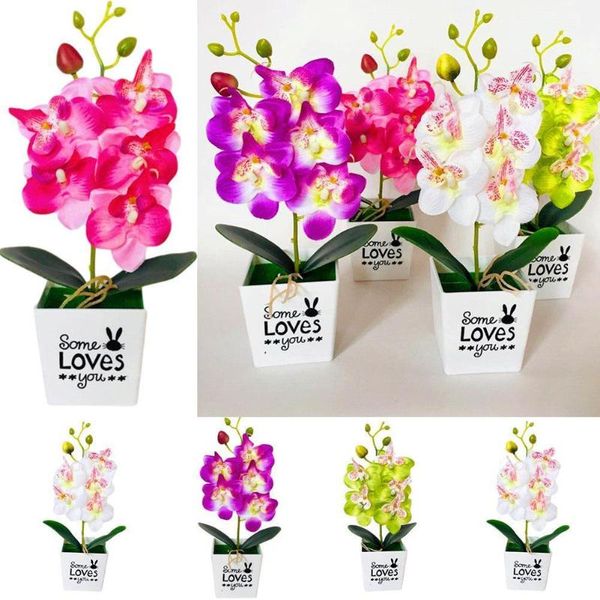 

simulation phalaenopsis artificial plastic bonsai potted ornaments wedding plant home decorations flo v8k3 decorative flowers & wreaths
