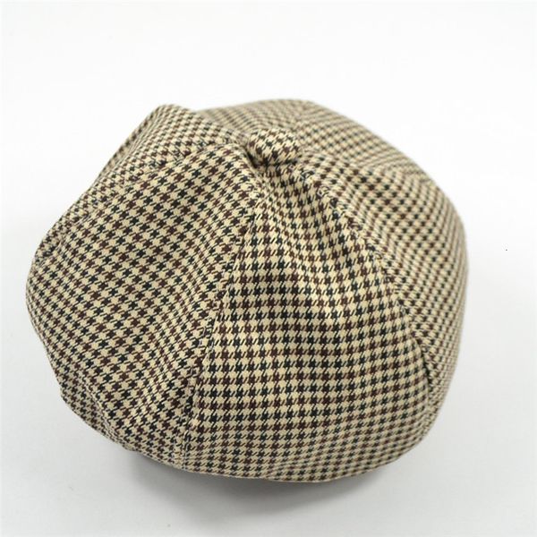 

simple autumn new thousand bird lattice beret small fresh lovely versatile women's artist dot hat, Blue;gray