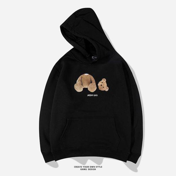 

men's hoodies & sweatshirts men hoodie hip hop 2021 streetwear printed hooded pullover autumn winter pocket fashion coat, Black