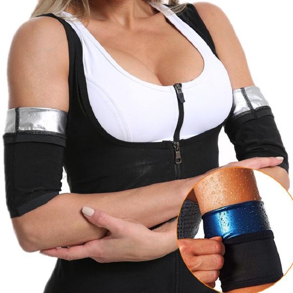 

1pair slimming arm sleeve s-5xl thin sweating body sculpting shaper fat burning trimmer yoga exercise fitnes elbow & knee pads, Black;gray