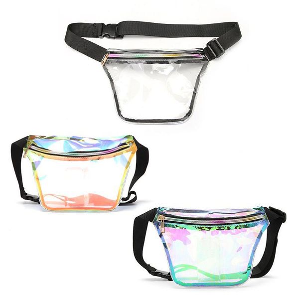 

holographic waist bag women fanny pack purse transparent hip belt pouch h8wd bags