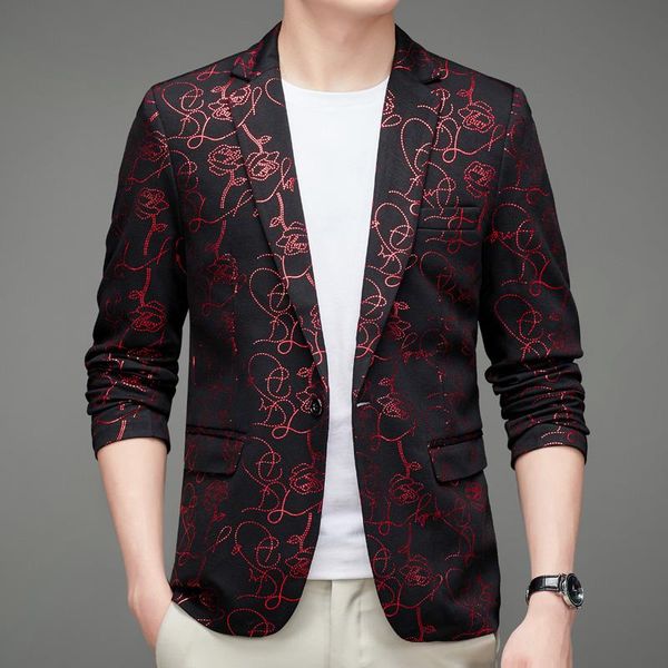 

men's suits & blazers business suit jacket autumn and winter printed casual small male blazer korean slim fashion trend clothing, White;black
