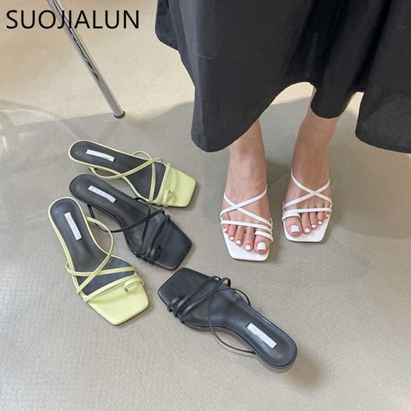 

suojialun summer slipper thin low heels slides fashion narrow band brand sandals summer outdoor casual beach flip flops 210630, Black