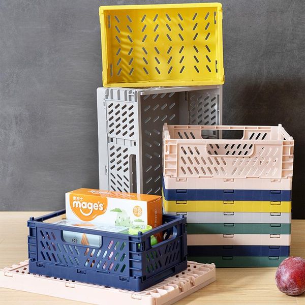 

storage baskets folding collapsible plastic crate box stackable home kitchen warehouse s /l /xl
