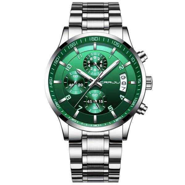 Moda Mens Assista Crrju Luxo Aço Inoxidável relógio de quartzo para homens Negócios Cronógrafo Waterproof Watches Relogio Masculino 210517