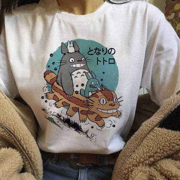 Totoro Kawaii engraçado desenhos animados camiseta mulheres estúdio ghbli bonito anime t-shirt harajuku ullzang gráfico tshirt 90s top tees feminino y0629