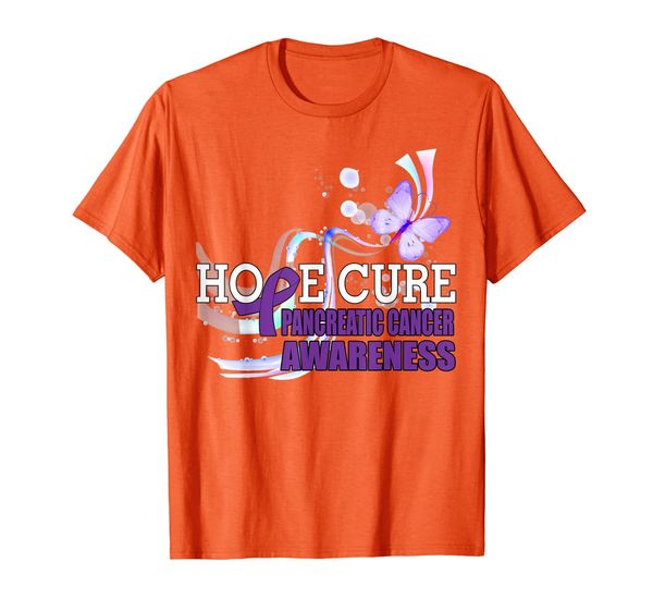 

hope cure pancreatic cancer awareness ribbon t-shirt, White;black