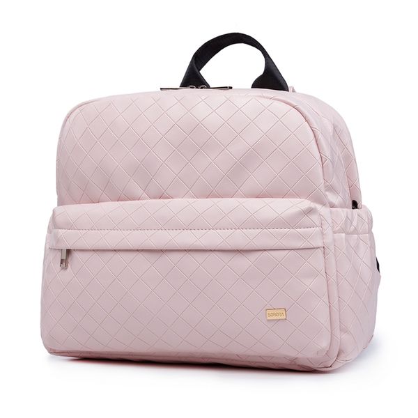 

soboba fashionable plaid pink diaper bag for mommies large capacity well-organized space maternity backpack for strollers 211025