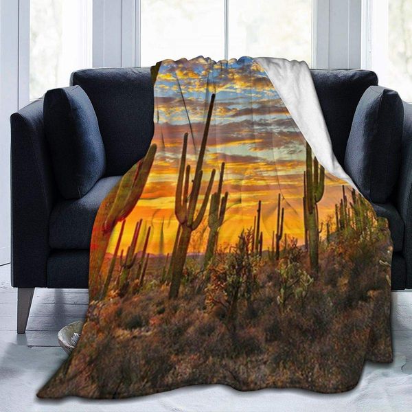 

throw blanket for kids teens adults soft warm cactus sunset in sonoran desert near phoenix microfiber all season living