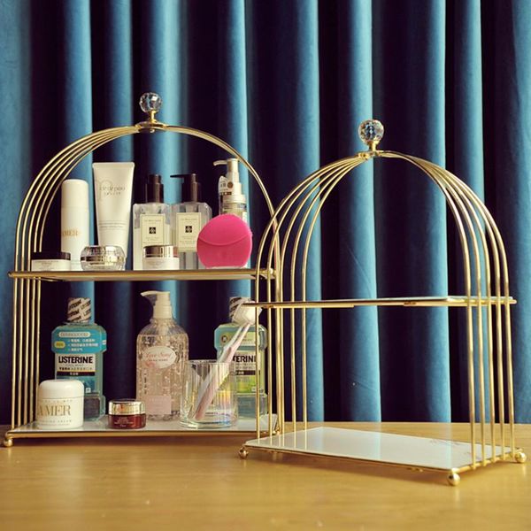 

hooks & rails high capacity makeup storage rack kitchen shelf bathroom stand jewelry perfume holder home dessert skin care products organize