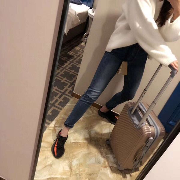 

spring casual leggings washed elastic medium waist women's loose pants, Blue