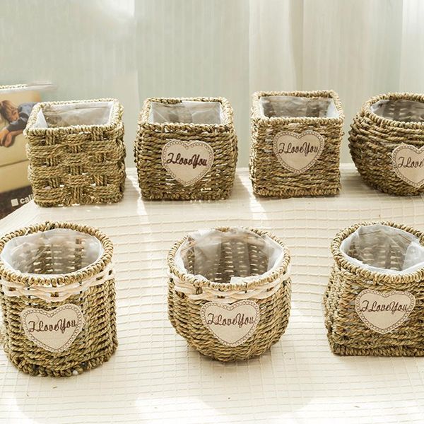 

storage baskets straw woven basket natural organizer garden planters elegant lightweight flower vase
