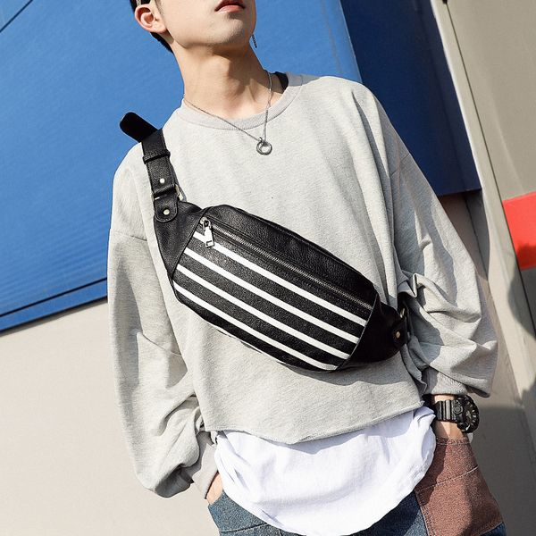 

pockets fashion chest bag waist personality solid color single men's and women's shoulder messenger street trend