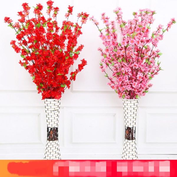 

100pcs artificial cherry spring plum peach blossom branch silk flower tree for home wedding party decoration fake decorative flowers & wreat