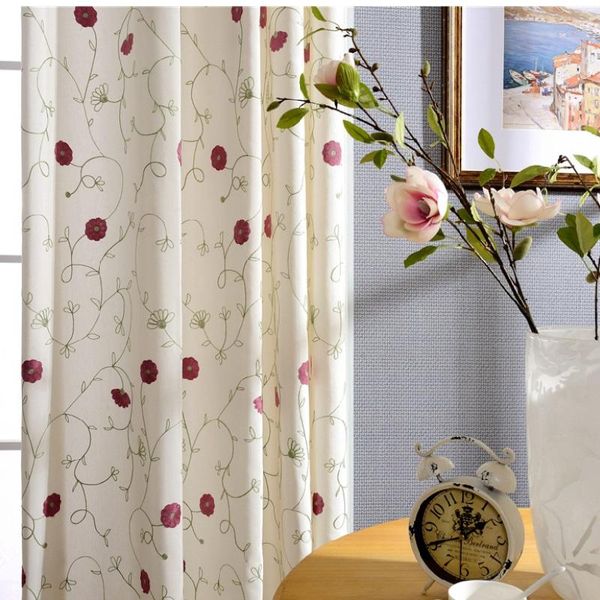 

curtain & drapes curtains for living room bedroom american countryside simple modern artificial cotton thread embroidery custom