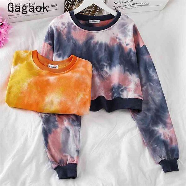 

sweatshirts vintage spring autumn streetwear o-neck tie dye loose hoodies fashion harajuku wild korean pullovers 210531, Black