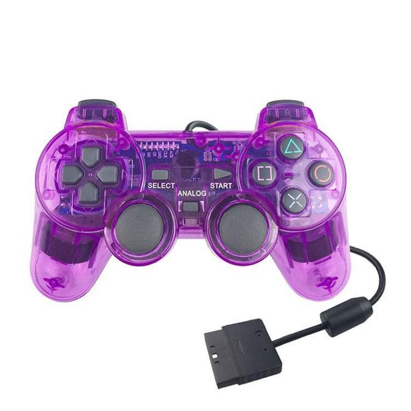 

game controllers & joysticks ps2 transparent color handle, double vibration, cable accessories