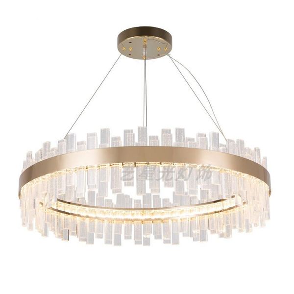 

pendant lamps postmodern simple fashion living room dining bedroom crystal lamp personality creative ring chandelier