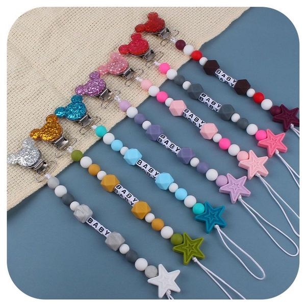 

pacifiers# personalised name baby pacifier clip chain silicone nipple with mouse holder for born shower gift