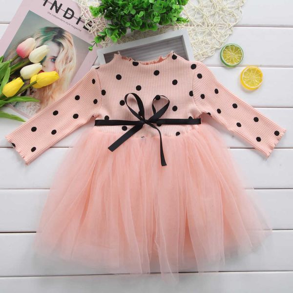 Kinder Kleider Für Mädchen Kleine Mädchen Winter Kleidung Polka Dots Muster Geburtstag Kostüm Volle Hülse Kind Kleid für Mädchen Vestido q0716