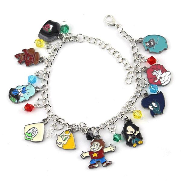 

link, chain anime catoon 10 themed charms steven universe bracelet assorted metal charm bracelets for gifts dropping, Black