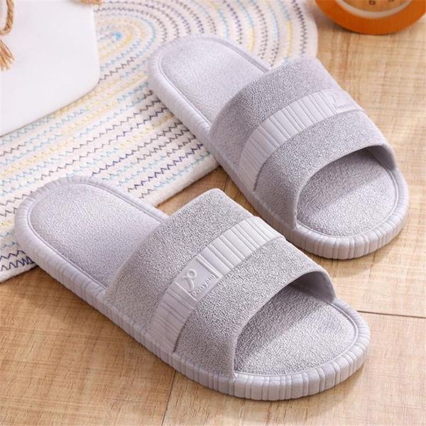 

female summer home indoor slippers couple thick-soled soft-soled sandals men and women bathroom floor slides ladies shoes45, Black