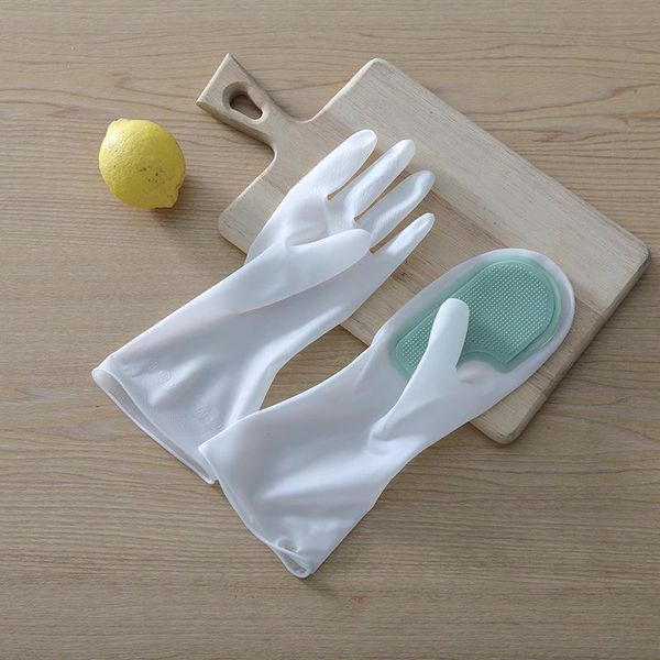 

disposable gloves 5pairs laundry waterproof plastic leather household cleaning rubber non-slip durable kitchen dishwashing