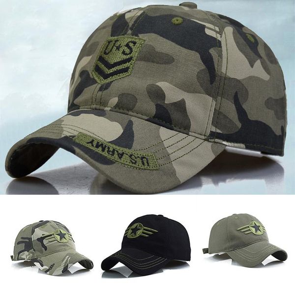 

wide brim hats men baseball hat militarys training army camouflage cap outdoor camping hiking sun h9, Blue;gray