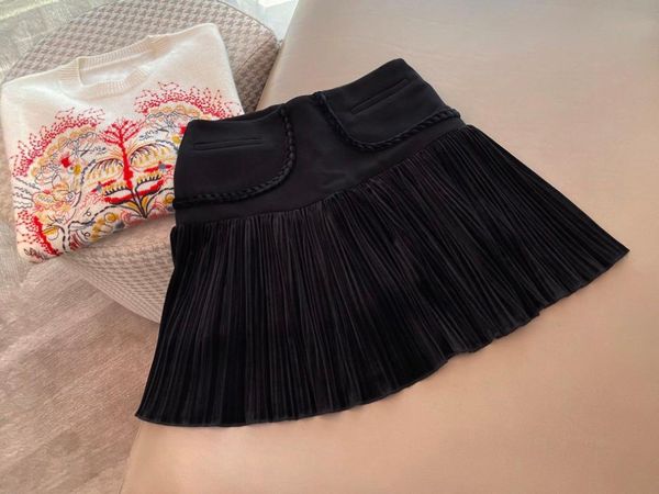 

skirts ladies 2021 fashion black velvet high waist stitching pleated skirt 1203