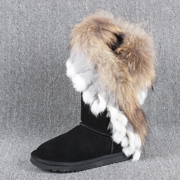 

boots 2021 winter shoes women knee thigh high waterproof rain woman fur leather long bot black red pink white