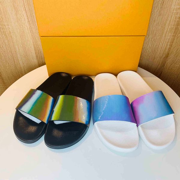 

designer flip flops mens womens summer sandals beach slide slippers ladies sandali firmati da donna shoes classic laser colorful zlh, Black