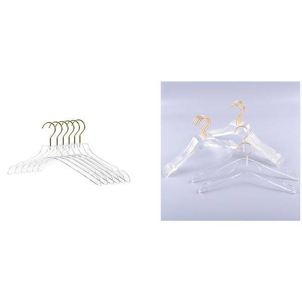 

hangers & racks 5 pcs clear clothes with gold hook, transparent shirts dress coat hanger notches for lady kids