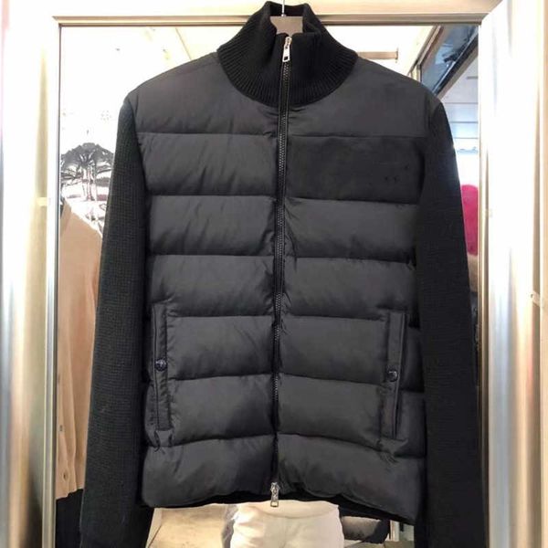 Giacca da uomo Autunno Lana Lavorata a maglia Pannelli Giù Cerniera Nero Bianco Cappotto Moda Casual Abbigliamento maschile Inverno Coppia Jaqueta 211013