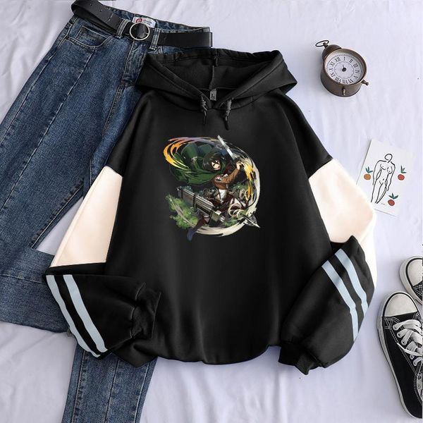 

men's hoodies & sweatshirts fashion harajuku anime attack on titan manga women kawaii cartoon girls mikasaÂ·ackerman long sleeve oversiz, Black