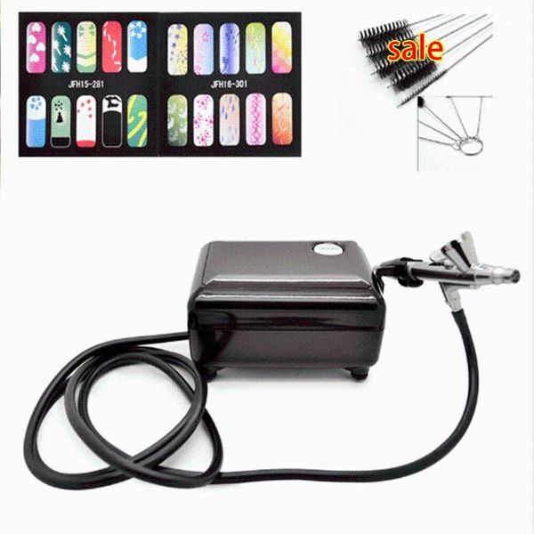 

value airbrush set kit pen body paint makeup spray gun for nail with 5*cleaning brush 1*air compressor 1*horse 2*stencil1