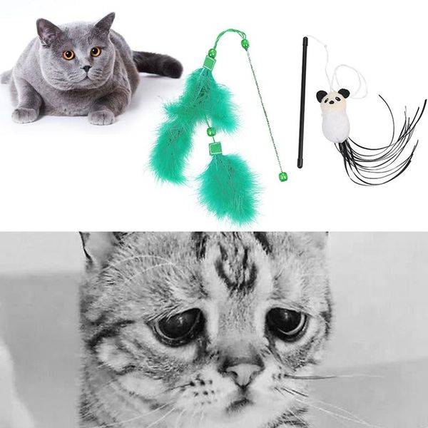 

cat toys legendog string teaser interactive faux feather toy soft kitten wand pet funny